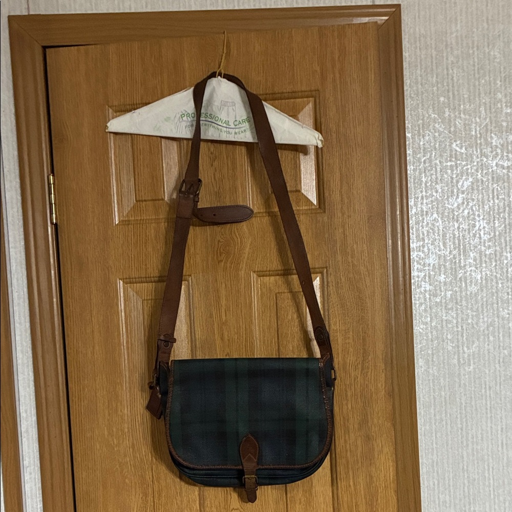 Vintage bag polo Ralph Lauren genuine leather strap blackwatch good